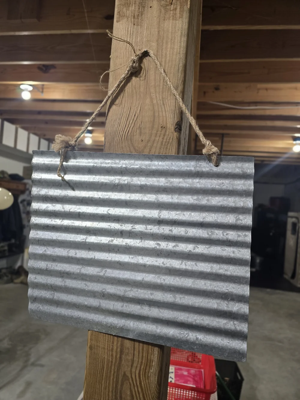 Rustic Silver Corrugated Metal Hanging Wall Decor, 16